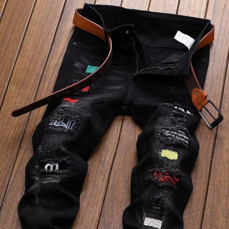 Streetwear Brand Denim - Koreanische Mode Streetwear Marke Zerrissene Jeans