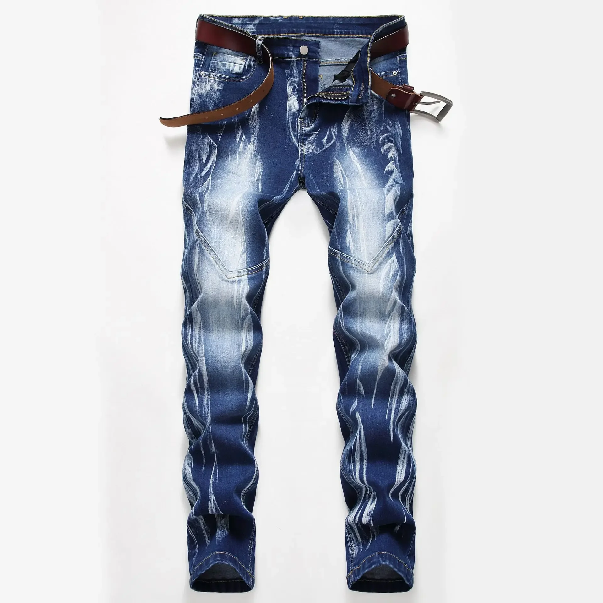 Streetwear Brand Denim - Mode Druck Männer Elastizität Dünne Dünne