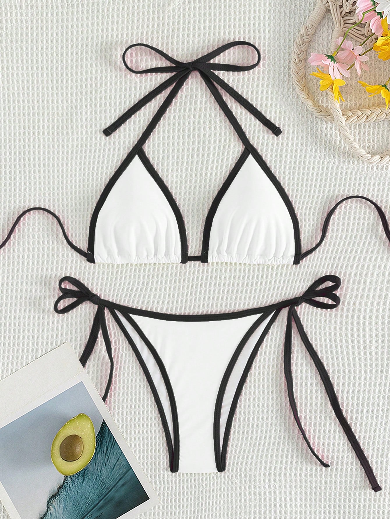 A Bathing Ape Camo - Sommerliches weißes Camisole-Bikini-Badeanzug-Set zum Schwimmen und