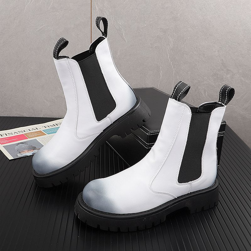 Streetwear Brand Luxury - Herren Luxus Mode Echtleder Stiefel Schwarz