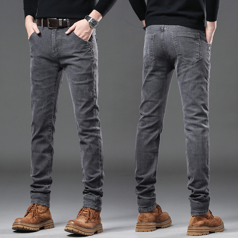 Streetwear Brand Denim - Neue Reine Grau Koreanische Dünne Jeans