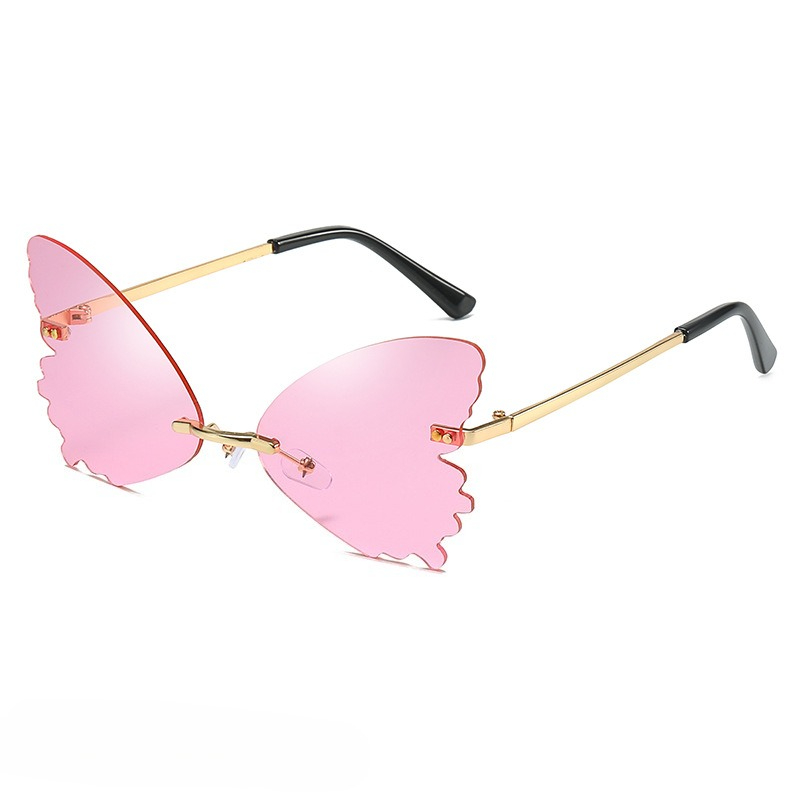 Streetwear Brand With Butterfly - Vintage randlose Schmetterlingsform-Sonnenbrille, Streetwear, Damen, luxuriös,